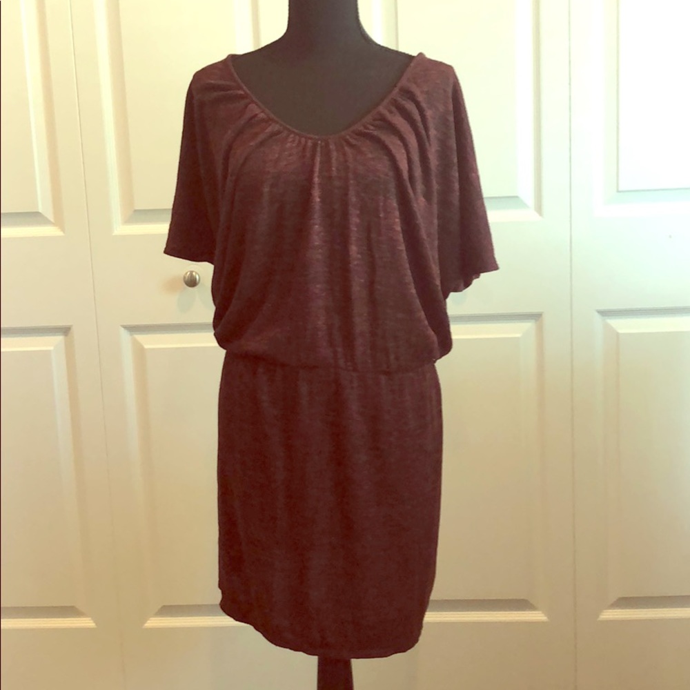 Maroon & Black Sweater Dress with elastic waist
